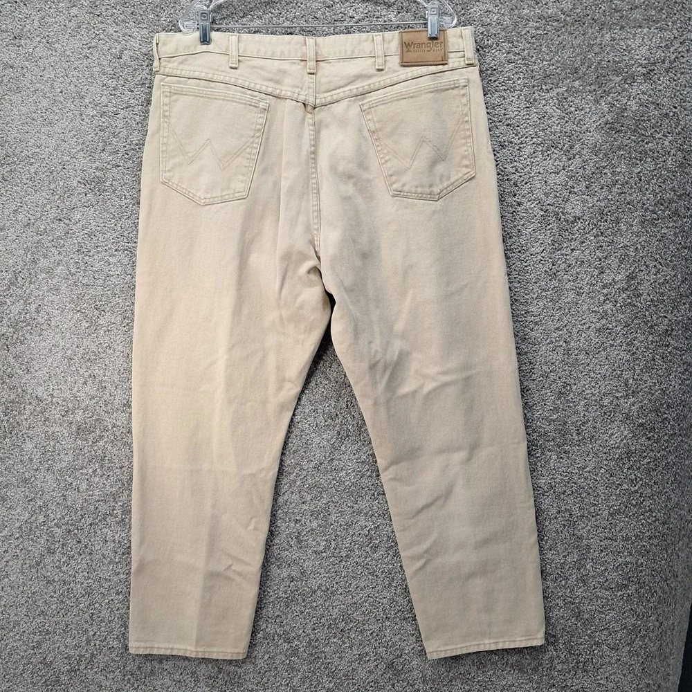 Wrangler Rugged Wear Mens Tan Khaki Relaxed Fit Cotton Pants 40x30 35002WH
